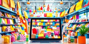 Colorful products displayed on a digital device.