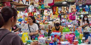 Diverse entrepreneurs in a dynamic digital marketplace.