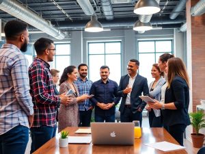 Antreprenori discutând despre francize profitabile.